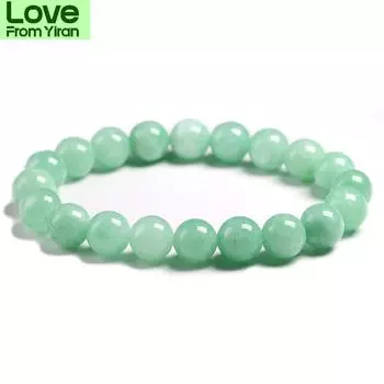 Изысканные Aaa 100 % натуральные бирманские зеленые нефритовые круглые бусины браслет женские ювелирные изделия из камня драгоценный камень подарок браслеты ручной работы 17cm 6.7inch