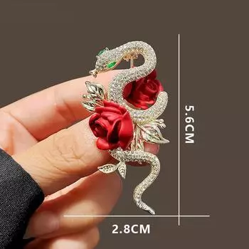 Изысканные элегантные броши в виде змеи в виде розы для женщин и мужчин, винтажные эмалевые булавки, универсальные блестящие корсажные аксессуары для одежды, подарки