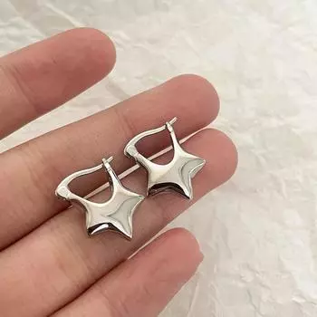 Изысканные элегантные модные простые панк медные женские серьги-гвоздики со звездами модные ювелирные изделия с пряжкой для ушей серебряный