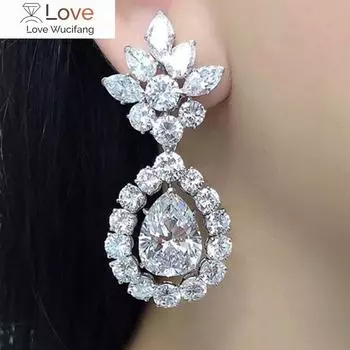 Изысканные элегантные женские серьги-подвески с блестящими цирконами, изящные аксессуары для женщин, свадебные украшения, подарок