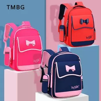 Изысканные бантики для учеников начальной школы, школьные ранцы для девочек и мальчиков от 1 до 6 классов, рюкзак, легкая сумка для детей 6, 7, 9, 12 лет Small size красный