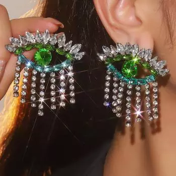 Изысканные блестящие хрустальные глаза кисточки серьги Хэллоуин высококачественные серьги модные женские серьги