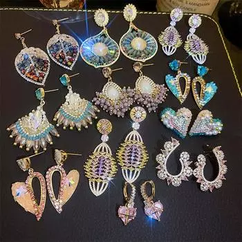 Изысканные блестящие серьги, серьги с геометрическим узором в стиле ретро, винтажные серьги, винтажные серьги с темпераментом, ювелирные подарки