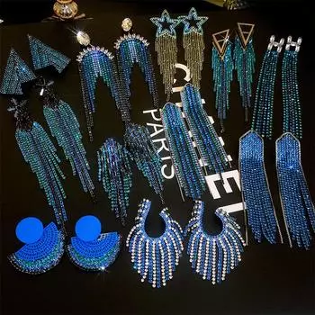 Изысканные блестящие серьги, серьги с длинными кисточками, винтажные серьги, универсальные серьги в лесном стиле.