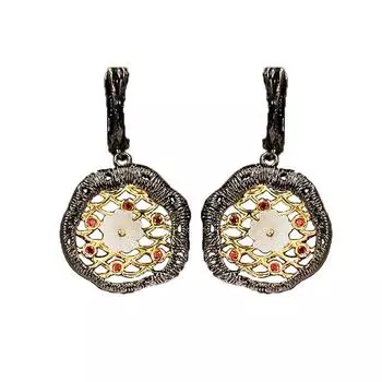 Изысканные богемные женские ювелирные серьги, черное золото, полые женские серьги с перекрестными линиями и цветами, свадебные серьги чёрный