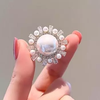 Изысканные броши-цветы с имитацией жемчуга для женщин, элегантные круглые булавки для лацканов, свадебная одежда, ювелирные изделия, аксессуары