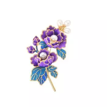 Изысканные Броши Пионы с Жемчугом для Женщин Девушек Легкая Роскошь Элегантная Корсажная Одежда Аксессуары Подарки фиолетовый