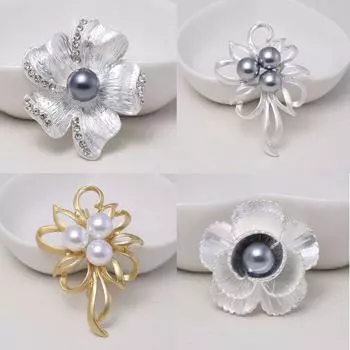 Изысканные цветы, брошь из искусственного жемчуга, украшения для одежды, булавки, ювелирные изделия, аксессуары для декора свадебного платья 39x55mm золотой