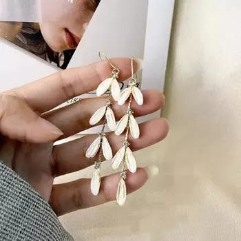 Изысканные длинные серьги из плетеной ткани для женщин, серьги-гвоздики Ins Tide с чувством индивидуальности, украшения для ушей