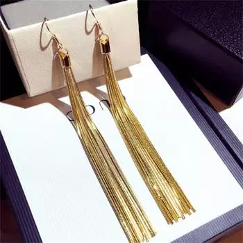 Изысканные длинные висячие серьги с кисточками, элегантные великолепные украшения для ушей из блестящей проволоки для ежедневных вечеринок, каникул и Дня Святого Валентина золотой