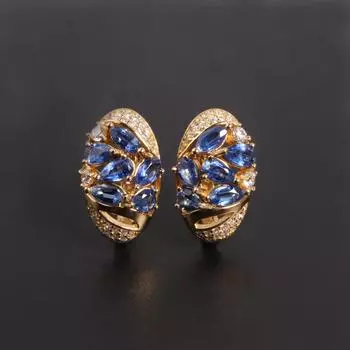 Изысканные и элегантные синие серьги из стерлингового серебра 925 пробы с кианитом желтого цвета, уникальный дизайн для женщин высокого ювелирного искусства