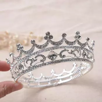 Изысканные и элегантные свадебные украшения из сплава с белыми бриллиантами, корона, свадебные аксессуары