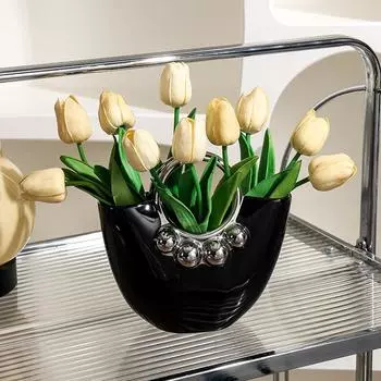 Изысканные и креативные украшения для гостиной и обеденного стола. Ручные керамические вазы. Высококачественные сосуды для гидропонных растений. чёрный