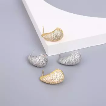 Изысканные и модные, ультра блестящие, маленькие серьги в форме капель воды с микроинкрустацией цирконием, серьги S925 с индивидуальным и уникальным дизайном золотой