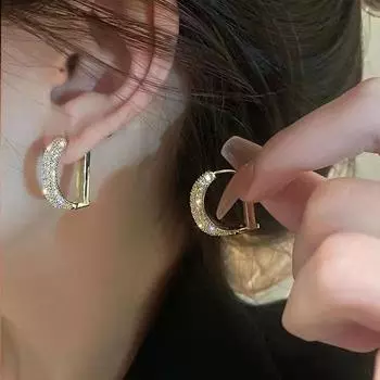 Изысканные и простые серьги в французском стиле для женщин, инкрустированные цирконами, геометрические украшения, модные и индивидуальные дизайнерские украшения