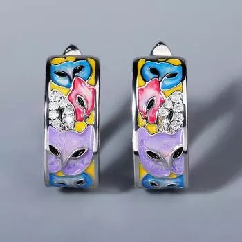 Изысканные и уникальные женские белые эмалированные серьги ручной работы с изображением кошек, креативные серьги с красочными кошками, ювелирные изделия, женские серьги белый
