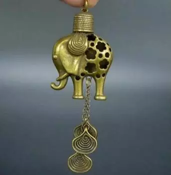 Изысканные китайские маленькие подвесные статуэтки из чистой латуни в виде животного слона