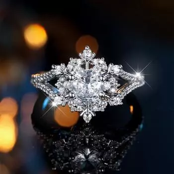 Изысканные кольца-снежинки из циркония CZ для женщин, роскошные свадебные украшения для вечеринок, модные кольца, подарок 6 серебряный