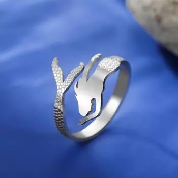Изысканные кольца в виде русалки для женщин и девочек из нержавеющей стали, регулируемое кольцо на открытый палец, женское ювелирное изделие, подарок на День святого Валентина