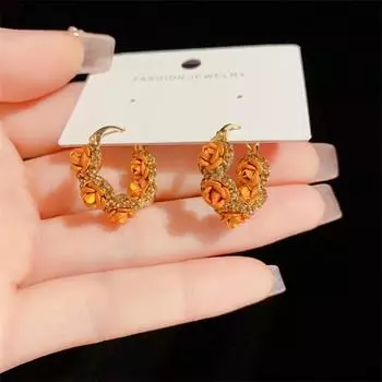 Изысканные коричневые инкрустированные цветы цирконовые серьги для женщин ювелирные изделия для вечеринок подарки 1pair