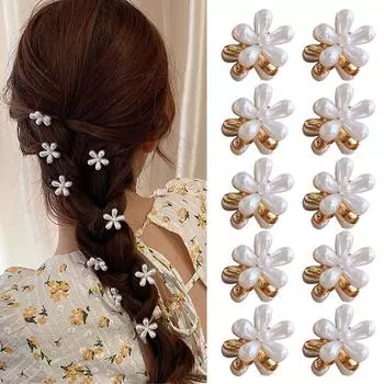 Изысканные металлические заколки-гвоздики с цветком, роскошные заколки для волос с имитацией жемчуга, маленькие заколки для волос, заколки-крабы для девочек, детские аксессуары для волос ирис