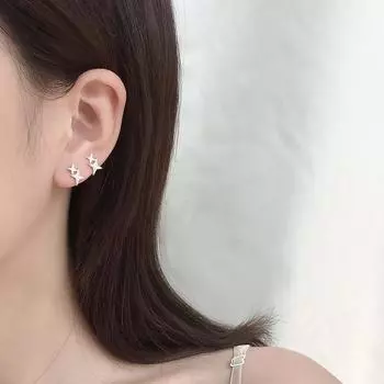 Изысканные микро-инкрустированные четырехконечные звезды, женские серьги с покрытием, крошечные милые банкетные украшения