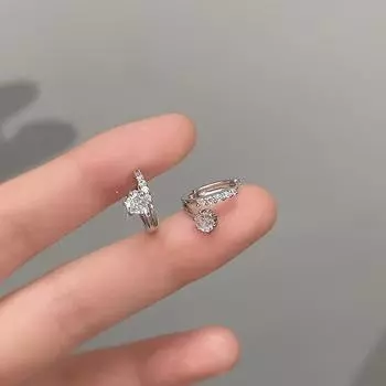 Изысканные мини-серьги-пряжки из циркония для женщин, двухслойные, простые, корейские модные серьги
