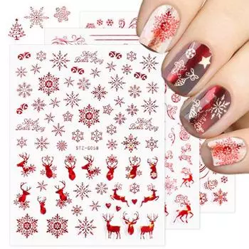 Изысканные накладки для дизайна ногтей с рождественскими узорами, мини-декоративные B