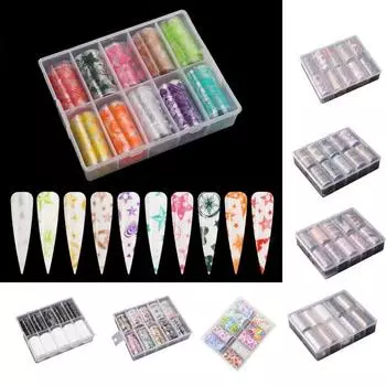 Изысканные наклейки для дизайна ногтей, красочная ультратонкая наклейка с кленовым листом J