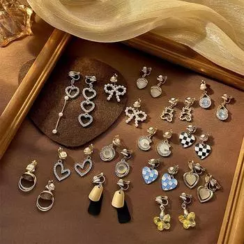 Изысканные опаловые зажимы для ушей без пирсинга ушей, женский темперамент, длинные простые украшения для ушей, тонкие серьги, темперамент, модно