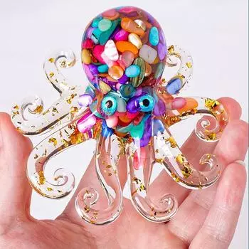 Изысканные поделки из смолы в виде осьминога, привлекающие богатство, хрустальная статуэтка осьминога для гостиной Style D