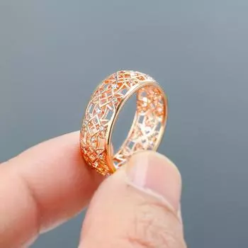 Изысканные полые цветочные кольца для женщин, обручальные кольца, уникальные подарки на годовщину 6 золотой