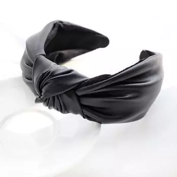 Изысканные повязки на голову с узлом из искусственной кожи и фланелевой ткани для женщин, повседневные для шопинга и вечеринок, осенне-зимние