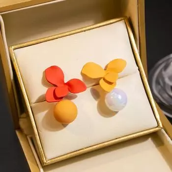 Изысканные ретро-серьги с цветочной эмалью и цветовой гаммой, идеально подходящие для лета оранжевый