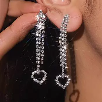 Изысканные роскошные блестящие длинные серьги со стразами, женские серьги с нишевым дизайном, высококачественные серьги, 1 пара