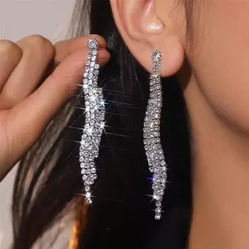 Изысканные роскошные блестящие длинные серьги со стразами, модный дизайн, высококачественные серьги, женские серьги, ювелирные изделия