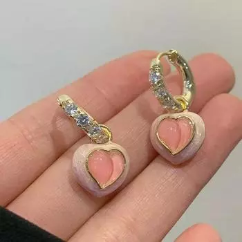 Изысканные розовые персиковые серьги, новые милые серьги «Любовь», французские легкие роскошные серьги для женщин 3.5*2.6cm розовый