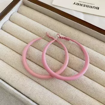 Изысканные розовые серьги-кольца, розовые квадратные серьги с темпераментом, шикарные серьги-подвески в форме сердца для девочек circle