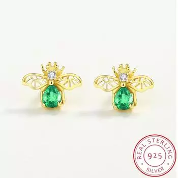 Изысканные серьги-бабочки Изумрудные серьги с бантом и насекомыми, оригинальное серебро S925, свадебные подарки, ювелирные изделия, ювелирные изделия из стерлингового серебра золотой