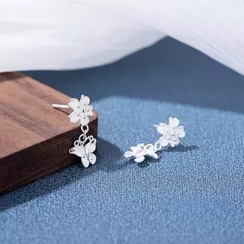 Изысканные серьги-бабочки с цветами для женщин с легким роскошным темпераментом, милые серьги высокого класса