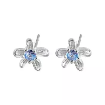 Изысканные серьги-цветы с голубыми бриллиантами для женщин, милые, маленькие, свежие, летние, универсальные серьги