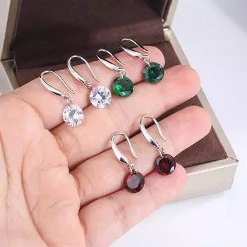 Изысканные серьги для женщин, модные цветные серьги с цирконом, красные, зеленые, белые ювелирные серьги, высококачественные ювелирные изделия для вечеринок, серьги с цветным цирконием зелёный