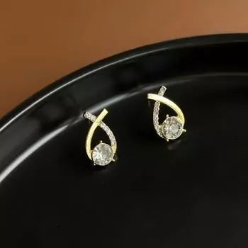 Изысканные серьги-гвоздики Cross Light Luxury Temperament с бриллиантовой инкрустацией, высококлассного дизайна золотой