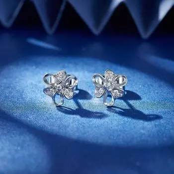 Изысканные серьги-гвоздики из циркония с цветочным дизайном, милые медные украшения для женщин платиновый