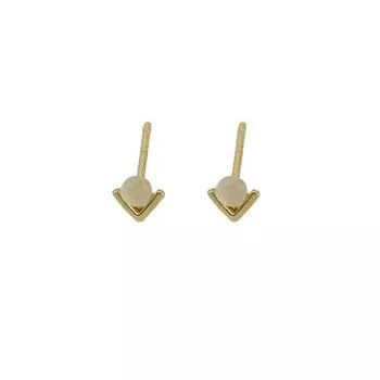 Изысканные серьги-гвоздики «кошачий глаз» в форме буквы V. Маленькие и высококачественные мини-серьги.