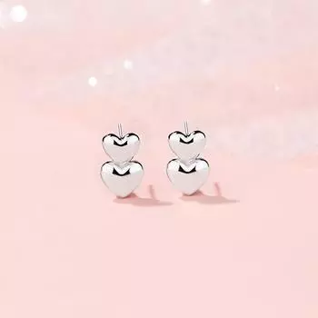 Изысканные серьги-гвоздики Love, женские простые серьги Heart-to-heart
