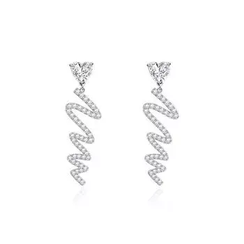 Изысканные серьги-гвоздики Love Zircon, летние женские, легкие, роскошные, нишевого дизайна, серьги в форме сердца с волнистыми бриллиантами, серьги