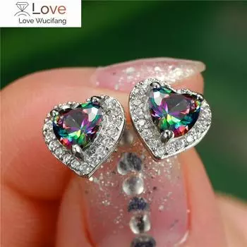Изысканные серьги-гвоздики в форме сердца для женщин, свадебные украшения, модные элегантные женские ослепительные циркониевые изящные аксессуары