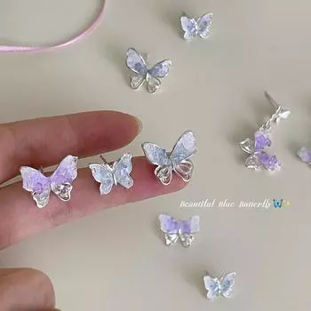 Изысканные серьги-гвоздики в виде бабочки из ледяного газа, женские, легкие, роскошные, высокого класса, милые серьги для девочек, универсальные летние серьги Mori copper