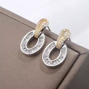 Изысканные серьги из белого золота с натуральным цирконием, элегантные серьги на годовщину помолвки для женщин белый